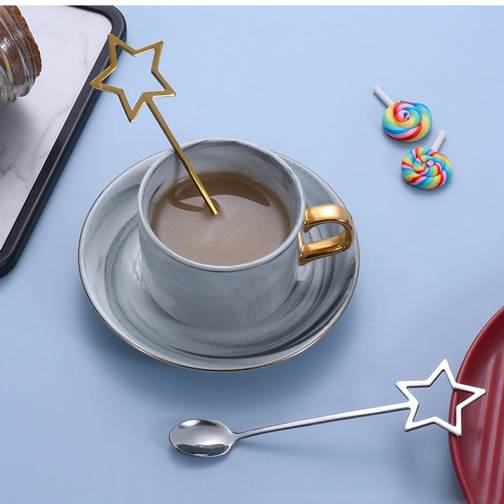 Coffee Jelly Tea - 2 Stück Premium Edelstahl Hohlstern-Dessertlöffel mit