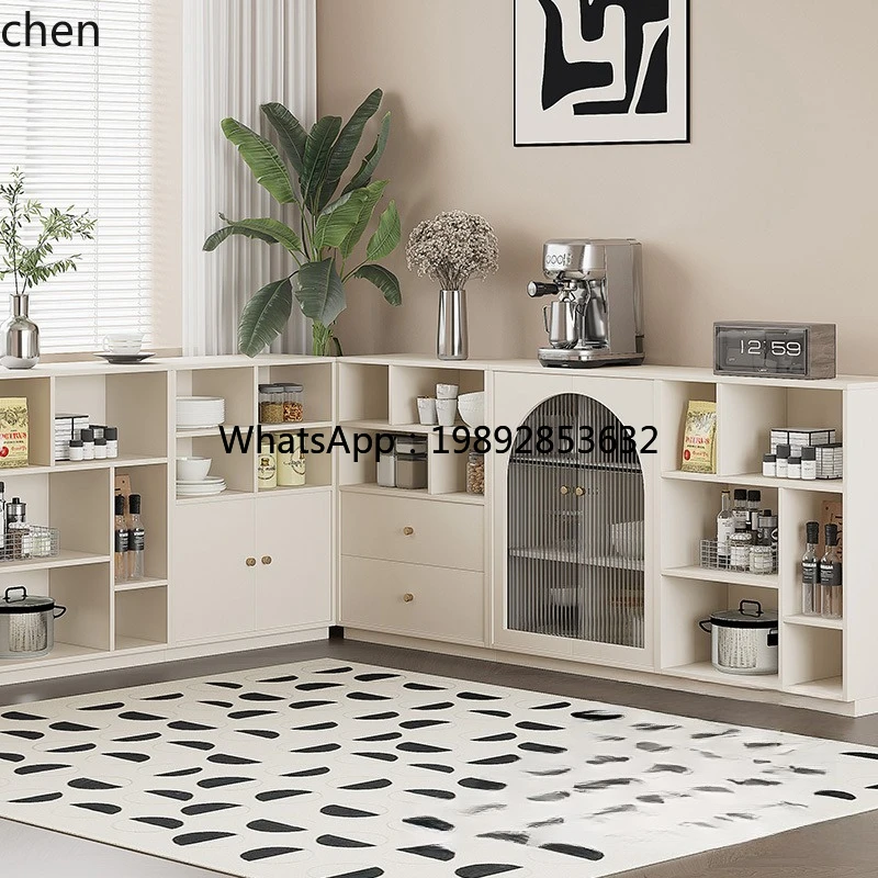 Coffee & Tea Maker Machine - i7 Cremefarbener Windschrank Kombinations-Mahlzeiten-Sideboard Küchenschrank Tee-Kaffee-Beistellschrank