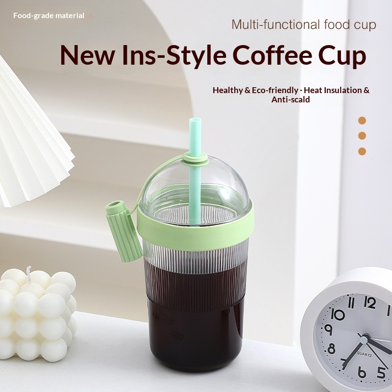 Coffee Jelly Tea - Tragbare Kaffeebecher mit Saugfunktion, Großvolumige Strohhalmbecher