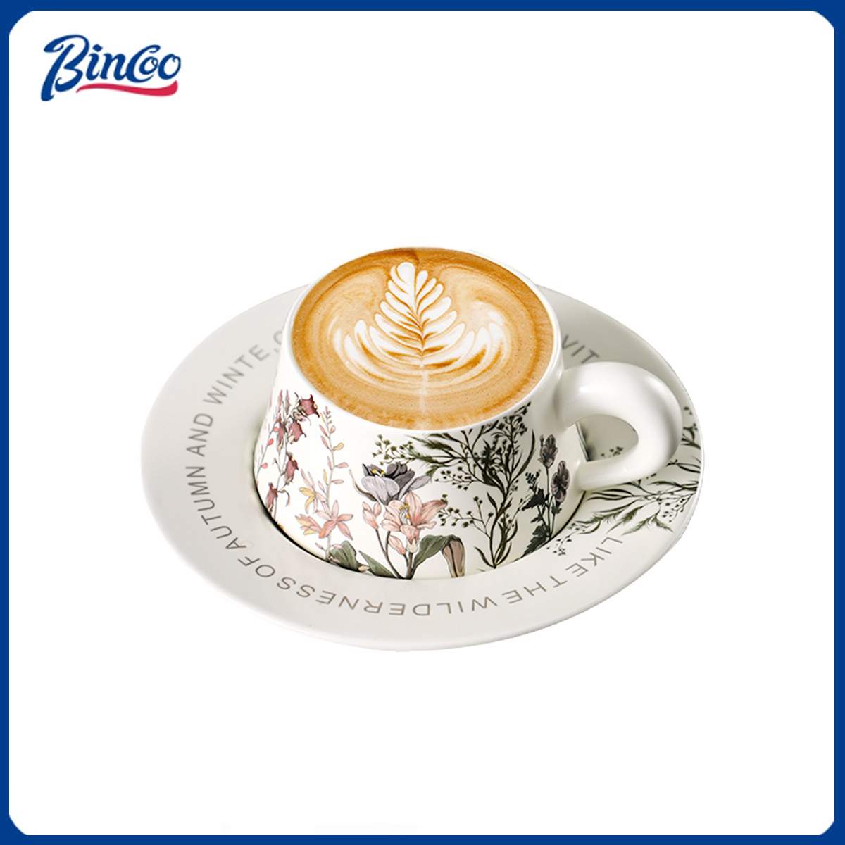 Espresso Cup Saucer - BINCOO 260 ml Keramik-Kaffeetasse mit Untertasse,