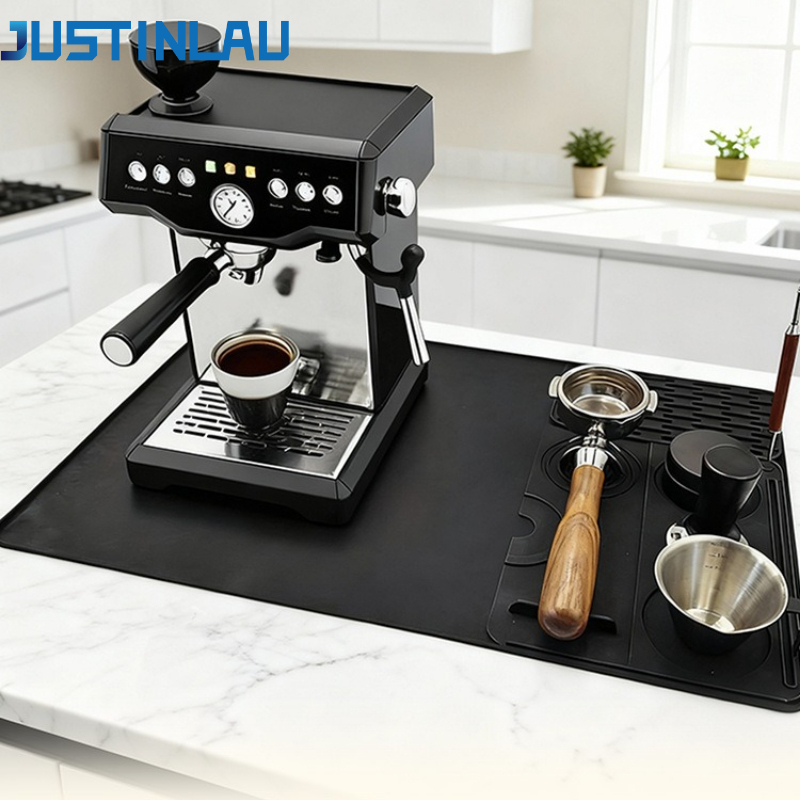 Coffee Tea Making Machine - JUSTINLAU 3-in-1 Kaffeematte mit Tamperunterlage Silikon-Kaffeemaschinenmatte