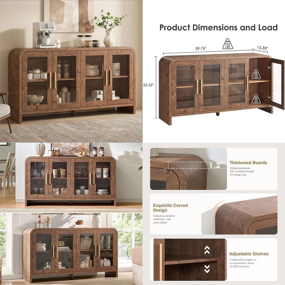 Coffee & Tea Maker Machine - Sideboard-Buffetschrank mit Stauraum, Sideboard-Schrank mit verstellbaren