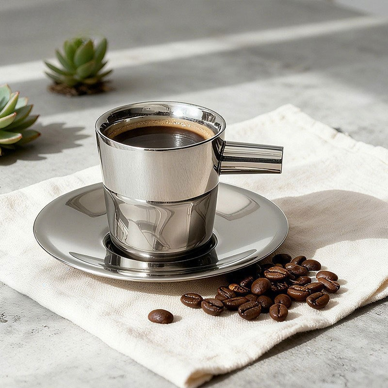 2er-Pack Edelstahl-Kaffeetasse – Espresso Cup Saucer Bewertung und Preis